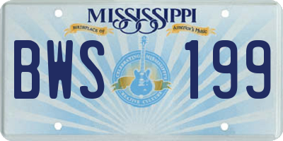 MS license plate BWS199