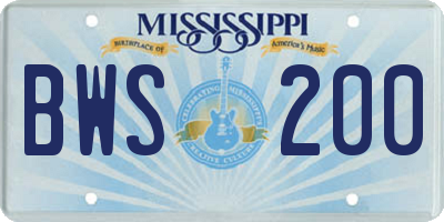 MS license plate BWS200