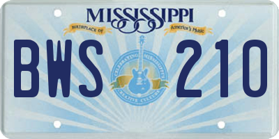 MS license plate BWS210