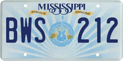 MS license plate BWS212