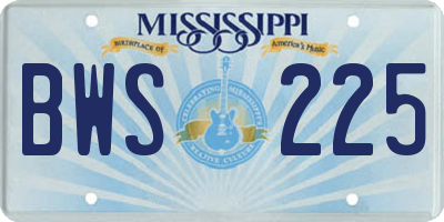 MS license plate BWS225