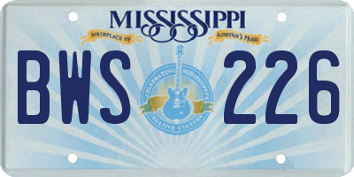 MS license plate BWS226
