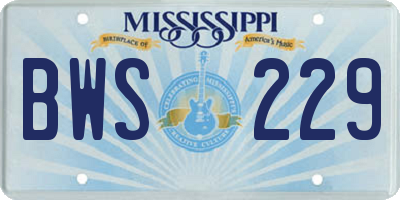MS license plate BWS229