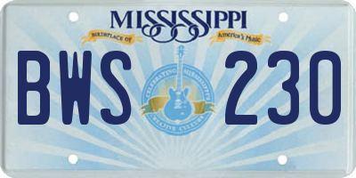 MS license plate BWS230