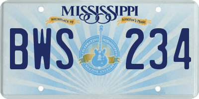 MS license plate BWS234