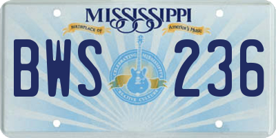 MS license plate BWS236