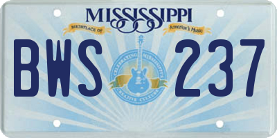 MS license plate BWS237