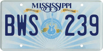 MS license plate BWS239