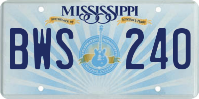 MS license plate BWS240