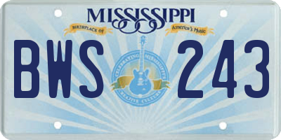 MS license plate BWS243