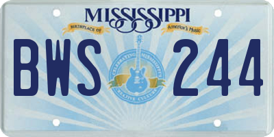 MS license plate BWS244