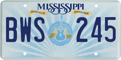 MS license plate BWS245
