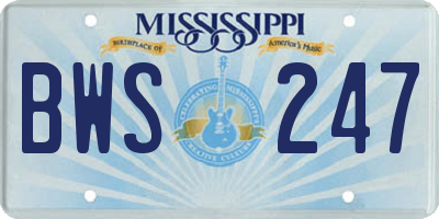 MS license plate BWS247