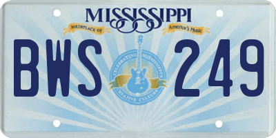 MS license plate BWS249