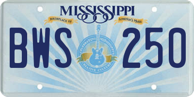 MS license plate BWS250