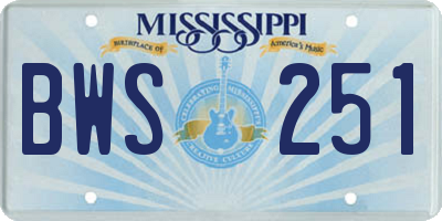 MS license plate BWS251