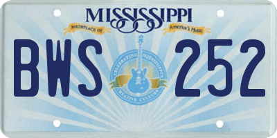 MS license plate BWS252
