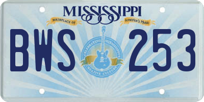MS license plate BWS253