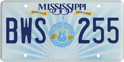 MS license plate BWS255