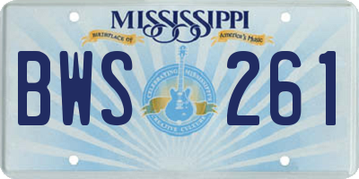 MS license plate BWS261