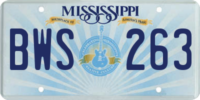 MS license plate BWS263