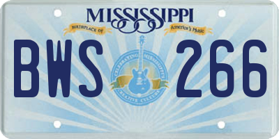 MS license plate BWS266