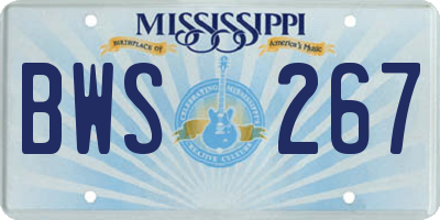 MS license plate BWS267