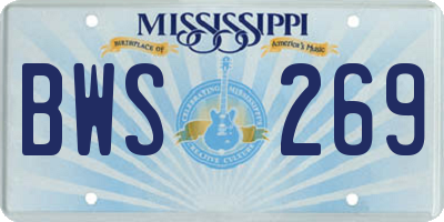 MS license plate BWS269