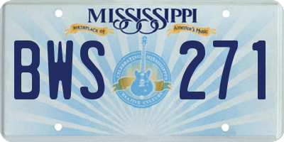 MS license plate BWS271