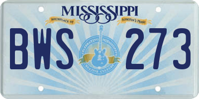 MS license plate BWS273