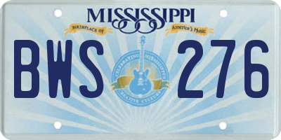 MS license plate BWS276