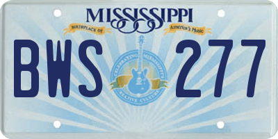 MS license plate BWS277