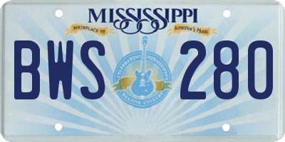 MS license plate BWS280