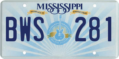 MS license plate BWS281