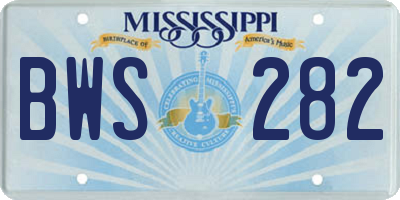 MS license plate BWS282