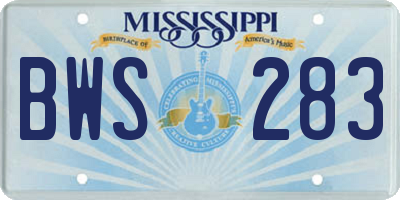MS license plate BWS283