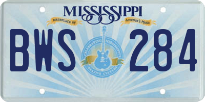 MS license plate BWS284