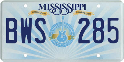 MS license plate BWS285