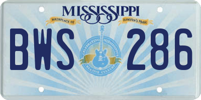 MS license plate BWS286