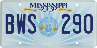 MS license plate BWS290