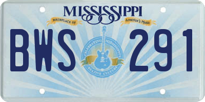 MS license plate BWS291
