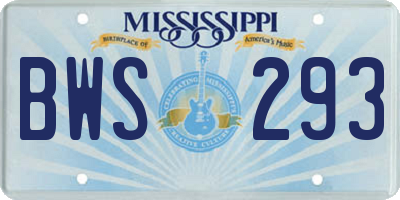 MS license plate BWS293