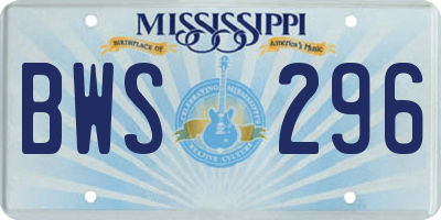 MS license plate BWS296