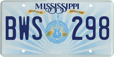 MS license plate BWS298
