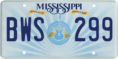 MS license plate BWS299