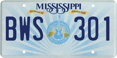 MS license plate BWS301