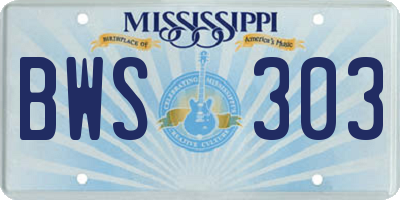 MS license plate BWS303