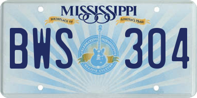 MS license plate BWS304
