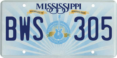 MS license plate BWS305