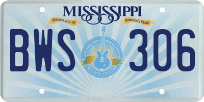 MS license plate BWS306